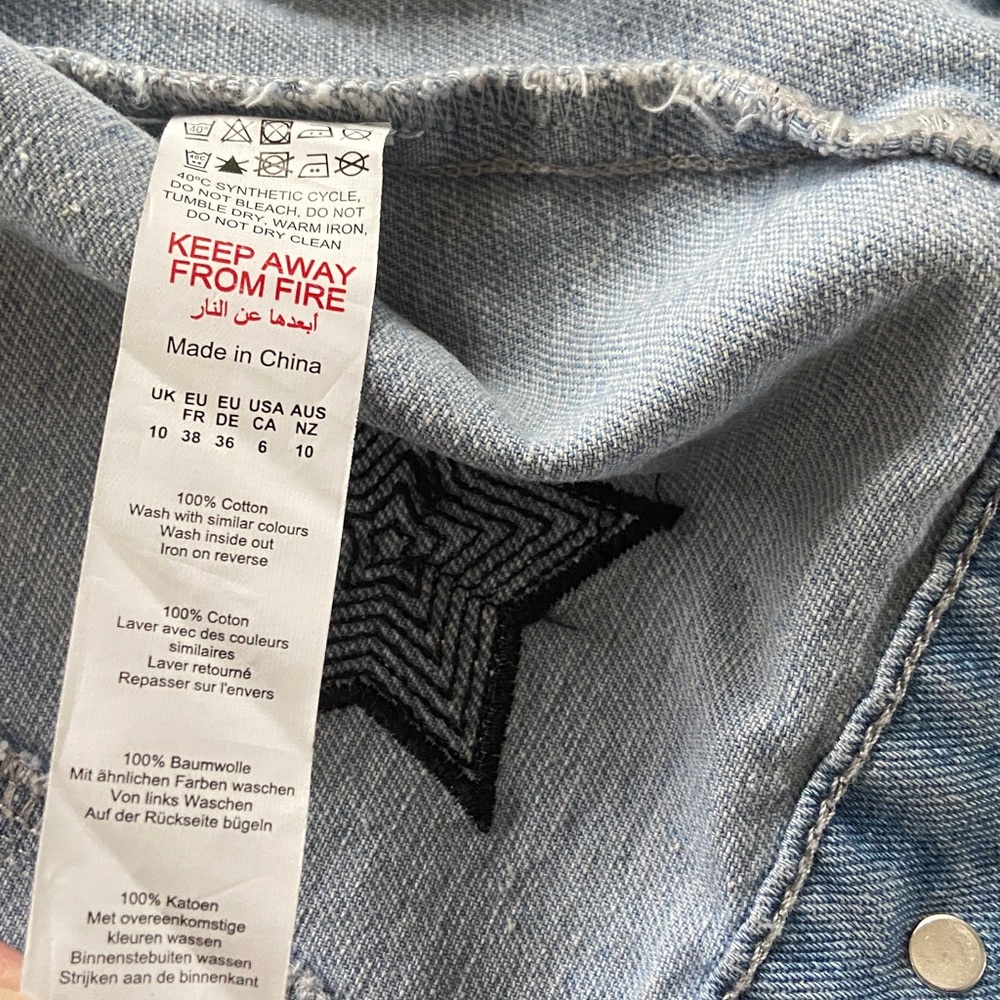 Sale! Nasty Gal Blue Denim Jacket with Black Sequin Stars. US Size 6 - Picture 17 of 17